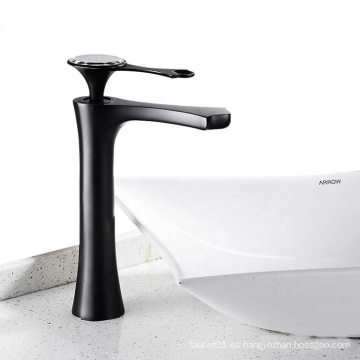 YLB0141-H Comercial moderno de un solo mango de agua Tapón negro Baño de baño Negro grifo